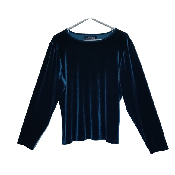 Dialogue Velvet Velour Top DEEP GREEN Luxury Holiday Party Stretchy Size 18W - Picture 1 of 10